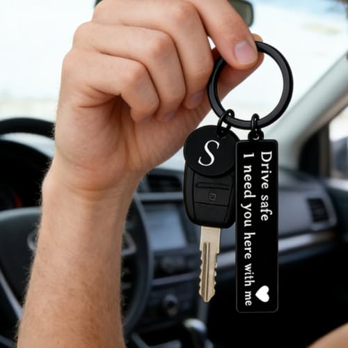 Image of drive safe keychain for him key rings for her men boyfriend