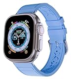 OUTVI Correa deportiva para Apple Watch Ultra 2 Series 9 8 SE 2 45mm 44mm 42mm 41mm 40mm 38mm FKM Fluororubber resistente para iWatch 7, 6, 5, 4, 3, 2, 1, mujeres y hombres, azul claro 42-49