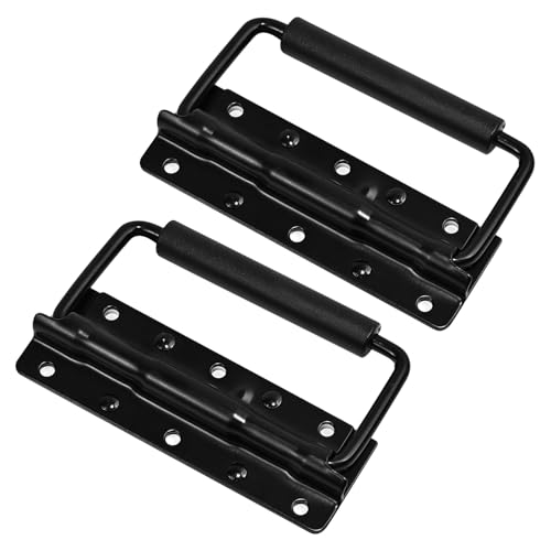 QVYQVY 2Pack 4.9" Durable Heavy Duty Spring Handles, Spring Loaded Surface Mount Handle, Assisted Handle for Easy Grip, for Tool Box, Case Chest Cabinet Speaker, Black