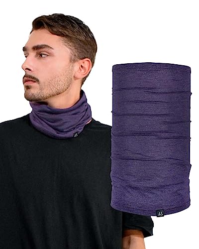Image of Basic Sense Multifunctional Headwear Cotton Rich Sports Snood Neck Warmer Gaiter, Small Purple