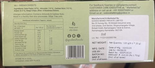 Image of GO DESi Dates Dry Fruit Barfi - Pack of 12 | 93% Dry Fruits | No Added Sugar | Sweets | Burfi