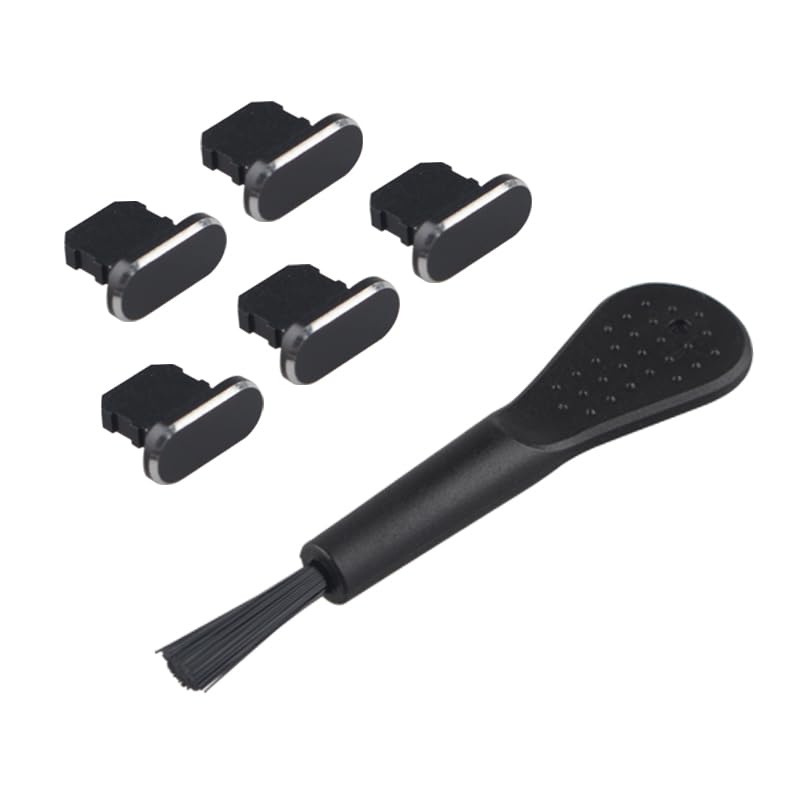 Kit De Nettoyage Pour Téléphone - 17 Pièces : Bouchons Anti-poussière Métal + Brosses - Compatible IPhone Et Type C