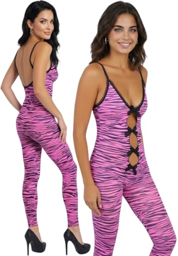 Image of ToBeInStyle Women's Assorted Bodystocking Sheer Opaque or Fishnet Crotchless Lingerie Bodysuit