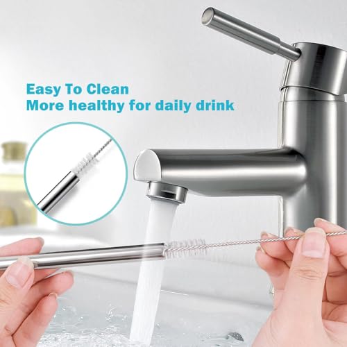 Image of LUCKINEE 6pcs Replacement Straws for HydroJug Traveler Bottle 40oz | 8.27 Inch Long Reusable Straws, Metal Drinking Straws for HydroJug Bottle, with 2Pcs Cleaning Brushes, BPA Free