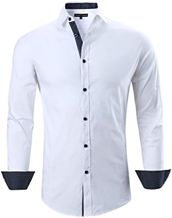 Alex Vando Mens Stretch Dress Shirts Wrinkle Free Button Down Shirts Long Sleeve Business Work Shirts for Men Regular Fit