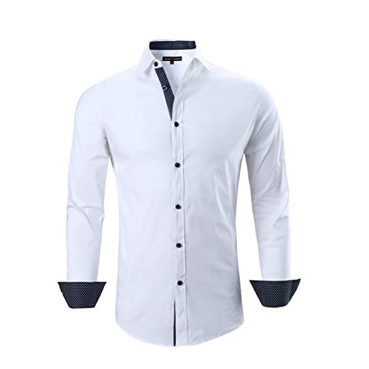 Alex Vando Mens Dress Shirts Regular Fit Long Sleeve Stretch Business Dress Shirts for Men,White,Large