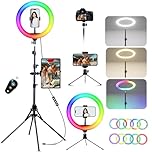KOSCHEAL 12 inch LED Ring Light with Tripod Stand & Phone Holder Tall 70'', Ringlight with Remote, Dimmable White/RGB Mode, Selfie Circle light for Phone Camera Filming Makeup Streaming