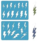 GORGECRAFT 2 Styles Lightning Bolt Stencil Jewelry Shape Template Reusable Thunderbolt Leather Earring Templates Weather Design Stencils for Bracelets Earrings Crafts Making Painting 3.5 x 5.1