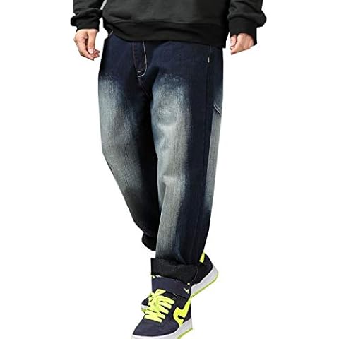 Sveizo Men's Vintage Hip Hop Style Baggy Jeans Denim Loose Fit Pants-38 Cover