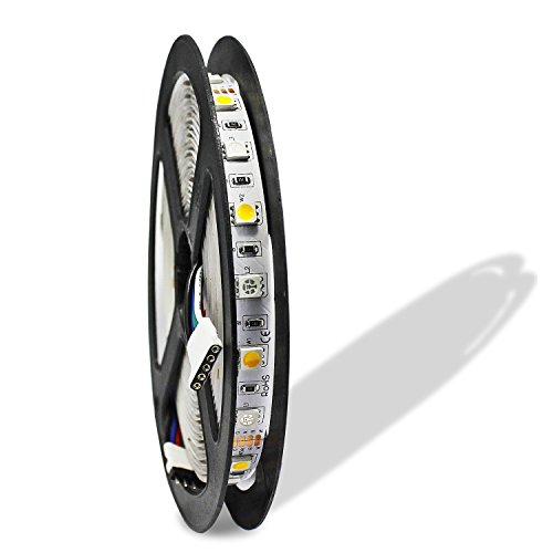ESUMIC® RGB LED Light Strip RGBWW 16.4ft 5M Flexible No-Impermeable + Blanco cálido 300Leds Que Cambia de Color luz de Tira (RGBWW)