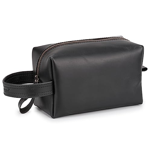 Necessaire Masculina Feminina Couro Legitimo Porta Objetos (PRETO)