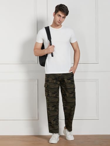 Image of Dennis Lingo Mens Cotton Lycra Mid Rise Relaxed Fit Camo Trousers
