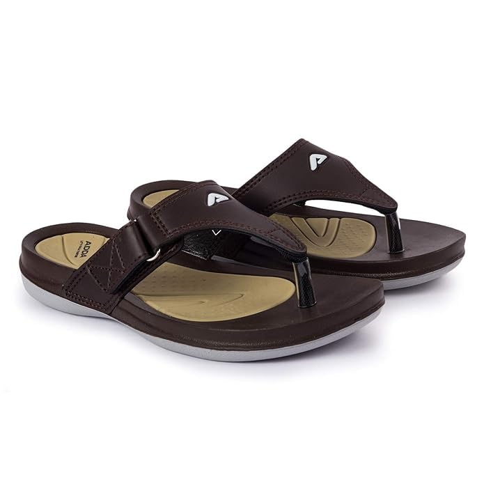 Image of Adda STAR-1 || Durable & Comfortable || EVA Sole || Lightweight || Fashionable || Super Soft || BEIGE RED || Outdoor Slipper || Slipper for Women (BROWN, 8)