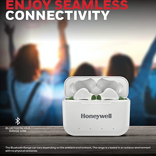 Image of Honeywell Moxie V1000 Truly Wireless Earbuds, Bluetooth V5.0, 2 hrs uninterrupted Music with 10 mins of Charge, Dynamic 10mm*2 Drivers, 200mAh Battery, IPX4 Water Resistance, Voice Assistant Enabled