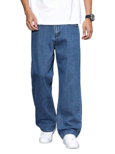 Image of KOTTY Men's Loose Fit Baggy Jeans - Relaxed Wide Leg Denim with Fashionable Urban Streetwear Look