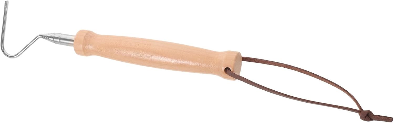 MAGICLULU Telescopic Fire Poker with Wood Handle, Stainless Steel Hook End