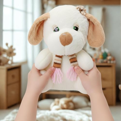 Image of Tickles Mufler Dog Soft Stuffed Plush Animal Toy for Kids Boys & Girls Birthday Gifts (Color: White; Size: 22 cm)