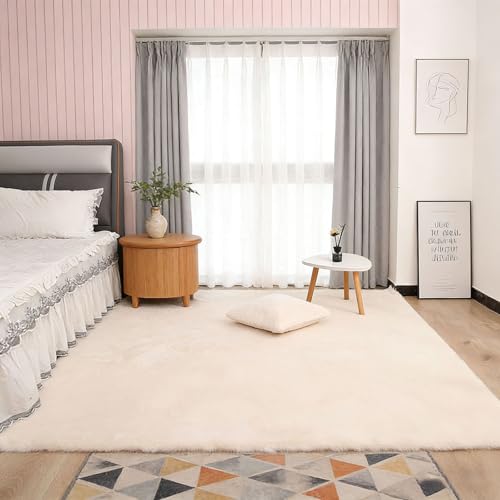 Tapis de qualité supérieure à poil court 110 cm antidérapant blanc cassé - 2