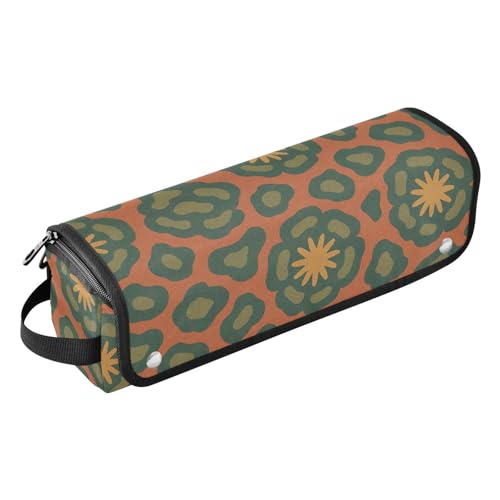 Organizador de herramientas para cabello 2 en 1 y tapete resistente al calor para planchas y rizadores de viaje con estampado retro de leopardo años 60 miniatura 1