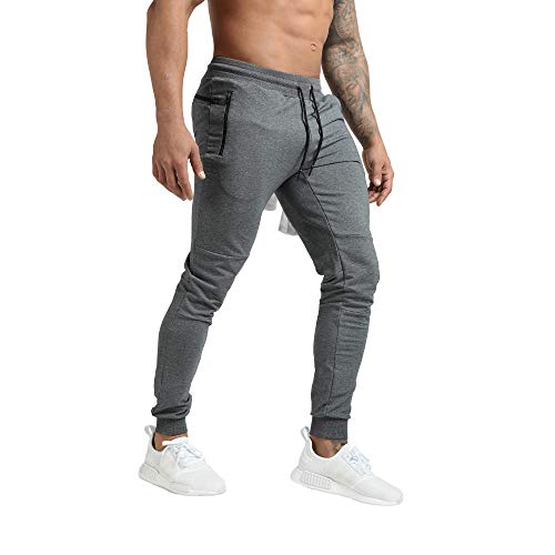 Calça de moletom masculina GymRevolution para treino, corrida, com bolso com zíper e alça para toalh