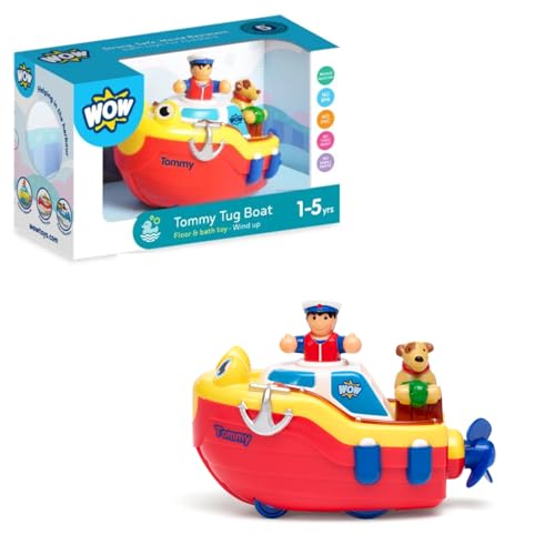 WOW Toys Tommy Tug Boat – Floating Bath Toy with Motorized Action & Captain Figure | No Batteries, Durable Water Play Boat for Toddlers Ages 1–5
