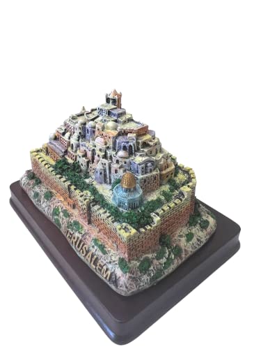 Estatua panorámica 3D de Jerusalén sobre base de madera miniatura 3