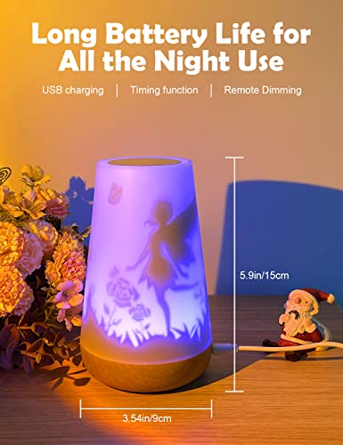 Mostof Lampada da comodino a LED, Fata Luce Notturna Bambini con Telecomando e Sensore Tattile multicolore, a 360°, ricaricabile, con controllo della luminosità - Image 5