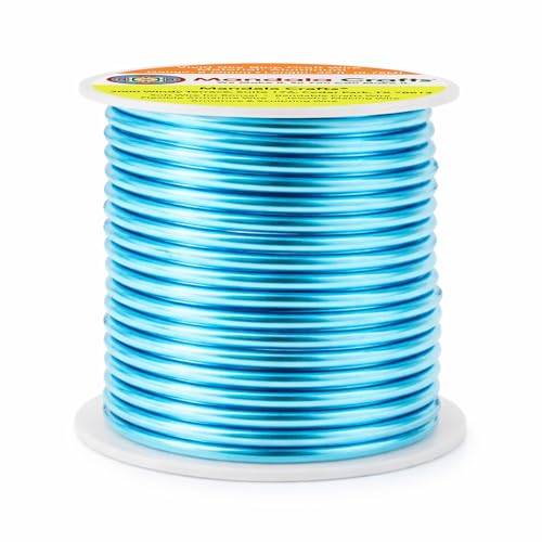 Image of Mandala Crafts 8 Gauge Anodized Aluminum Craft Wire for Jewelry Making - 32 FT Colored Flexible Vivid Sky Blue Wire - Bendable for Bonsai Armature Crafting Sculpting