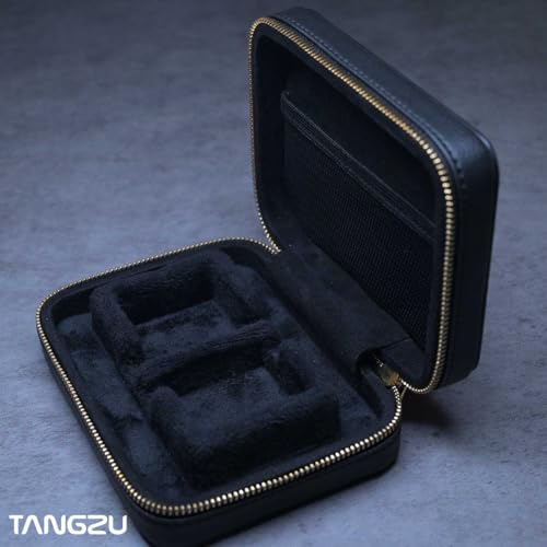Image of TANGZU Leather Earphone Case, Water-Resistant Portable Earbuds Storage Case for Earphones, Audio Accessories, Eartips and Cables, Black