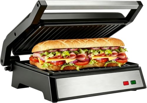 Panini Press Grill, 1200W Sandwich Maker With Non-Stick Plates, Standard 2-Slice Sandwich Press Electric Indoor Grill, Opens 180° To Fit Any Size Of Food, Removable Drip Tray, Stainless Steel, Sliver