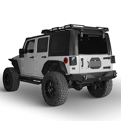 Hooke Road Wrangler Jk Front Bumper + Rear Bumper Combo W/All Led Lights Compatible With Jeep Wrangler Jk & Unlimited 2007-2018 2/4 Doors #TOP2