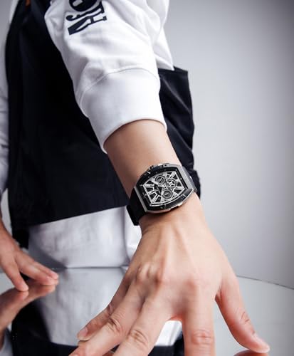 Paras Crown Watches for Men Tonneau 5ATM Waterproof Quartz Luxury Chronograph Analog Men's Wrist Watches Stainless Steel Case Mens Watches — view 2