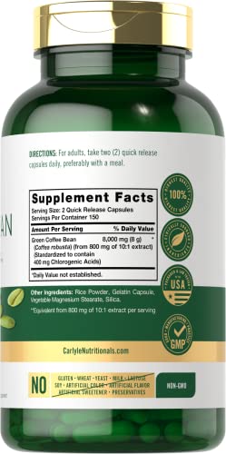 Carlyle CL8294 Green Coffee Bean Extract | 8000 Mg | 300 Capsules | Non-Gmo And Gluten Free Formula | Traditional Herb Supplement thumb #1