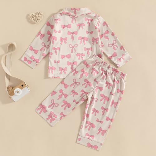 Toddler Girl Pjs Christmas Pajamas For Toddler Girls Little Kids Long Sleeve Sleepwear Button Down Satin Pajama Set4