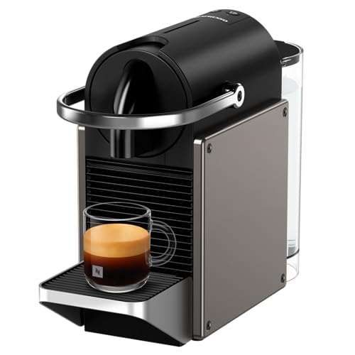 Nespresso Cafetera Pixie, Color Titan, Incluye 12 Cápsulas de Regalo, Tecnología Original