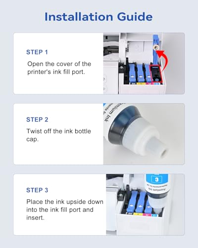 Image of EaseFusion Replacement for Epson 502 Ink Refill Bottles Work with ET-2850 ET-3850 ET-4850 ET-15000 ET 2850 ET 3850 ET15000 ET4850 ET-2760 ET-3830 ET3843 ET-3760 ET2750 ET4750 3750 (5Packs-2BK,CMY)