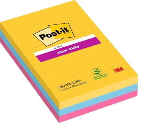 Post-it Notes Super Sticky lignées : grands feuillets adhésifs XXL