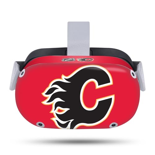 Head Case Designs Officially Licensed NHL Oversized Calgary Flames Vinyl Sticker Skin Decal Cover Compatible with Meta Quest 2
