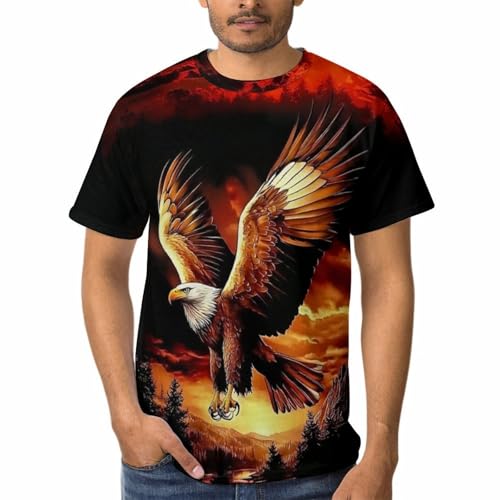 Men's Bald Eagle Graphic T-Shirt Animal Theme Summer Short Sleeve Top3