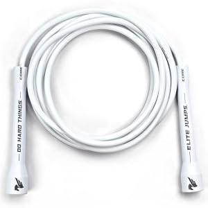Elite Jumps 6mm PVC Jump Rope, Adjustable Skipping Rope | Non-kinking PVC cord. Unbreakable handles. Smooth rotation. For cardio and boxing.