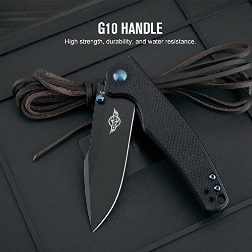 Oknife Beagle Folding Knife, Pocket Knife, Liner Lock Tactical Knife With High Strength 154Cm Stainless Steel Blade, G10 & Micarta Handle And Pocket Clip For Edc, Outdoor, Camping And Hiking(Black) #TOP3