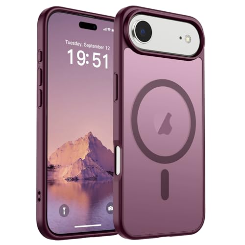 Image of SUPFINE Magnetic for iPhone Air Case (Compatible with MagSafe)(Military Grade Drop Protection) Slim Translucent Matte Shockproof with Anti-Fingerprint Phone Cover for 17 Air,Wine Red