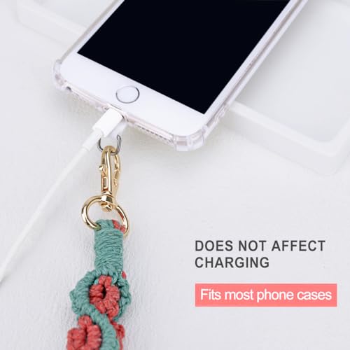 Boho Macrame Phone Wrist Strap, Cell Phone Lanyard with Tether Tab, Purple - Photo 9 sur 85