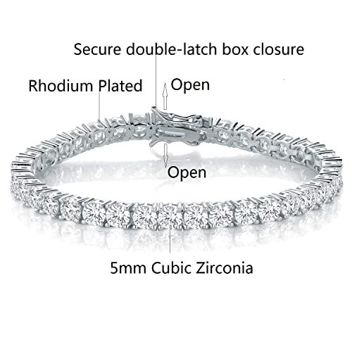 Gemsme 5/6/7MM Tennis Bracelet for Women Men, 18K White/Yellow Gold Plated 5/6/7mm Round Cubic Zirconia Classic Tennis Bracelet3