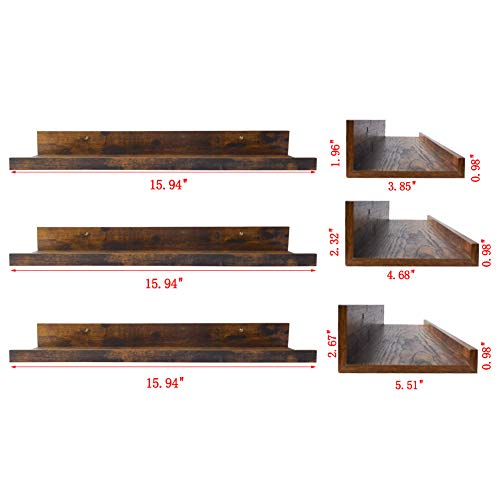 image for Giftgarden 16 Inch Floating Shelves for Wall Set of 3, Rustic Wall Mou