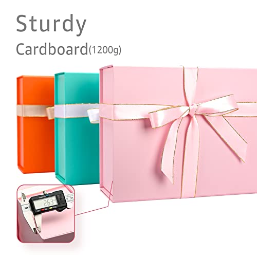 Image of LIFELUM Gift Boxes for Presents, Extra Large Gift Box 2 Pack 13.85 x 8.35 x 4.45 inch with Magnetic Lid Pink Gift Box With Ribbon, Card, Shredded Paper Filler