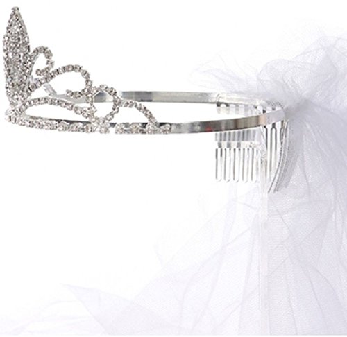 Dangling Cross Rhinestone Ribbon Tiara Princess Communion Flower Girl Veil3