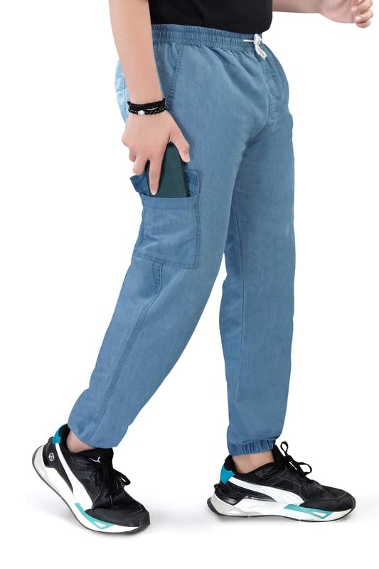 Image of UNOseven Boys Denim Cargo Jogger Pant - Slim Fit - Available from 5 Years to Size XL