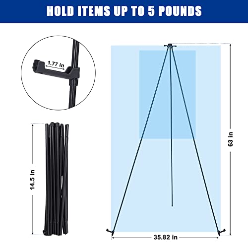 Smaronocher Easels For Display 63'' Easel Stand For Wedding Sign, Poster, Painting Canvas Portable Metal Easel Black #TOP1