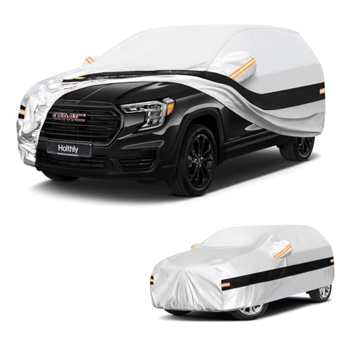 Image of 10 Layers SUV Car Cover Custom Fit for GMC Terrain(2010-2026), Waterproof All Weather for Automobiles, Outdoor Full Cover Sun Dust Rain Protection with Cotton. Silver
